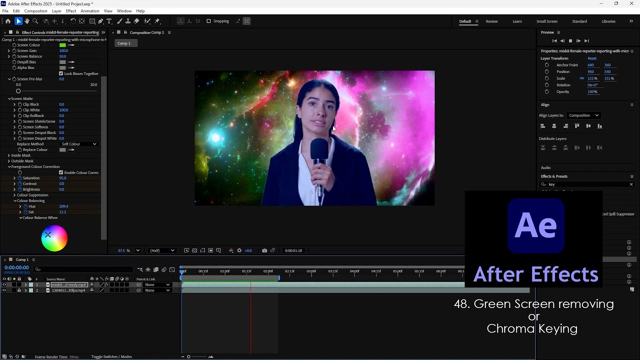 #aftereffects #greenscreen #chromakeying #motiongraphics #2danimation #vfx #vfxworld #effects