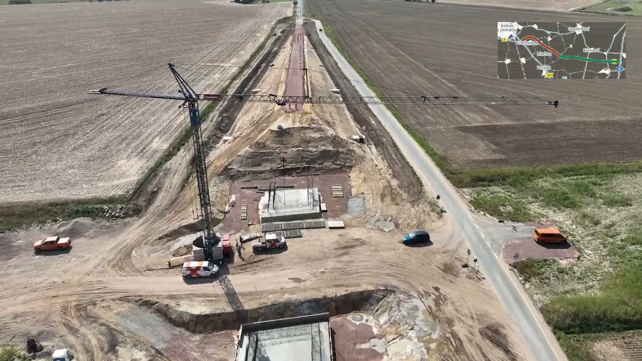 Drohnen-Befliegung der B 6n, Bauabschnitt 17 vom 03.09.24 - Letzter Lückenschluss zw. A 14 und A 9