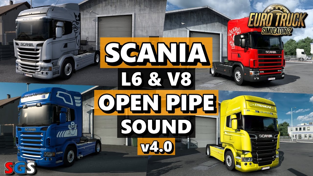 |ETS2 1.46| Scania L6 & V8 Open pipe with FKM Garage exhaust system v4.0 [Sound Mod]