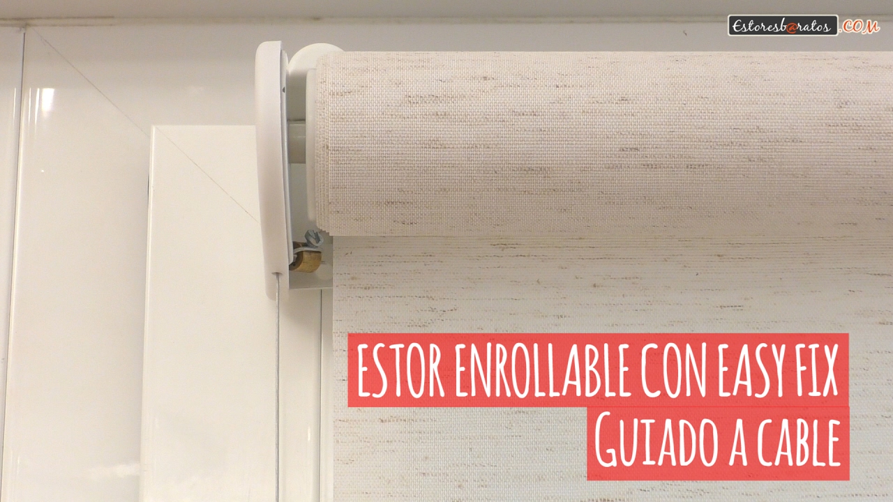 Estor enrollable sin taladrar guiado a cable