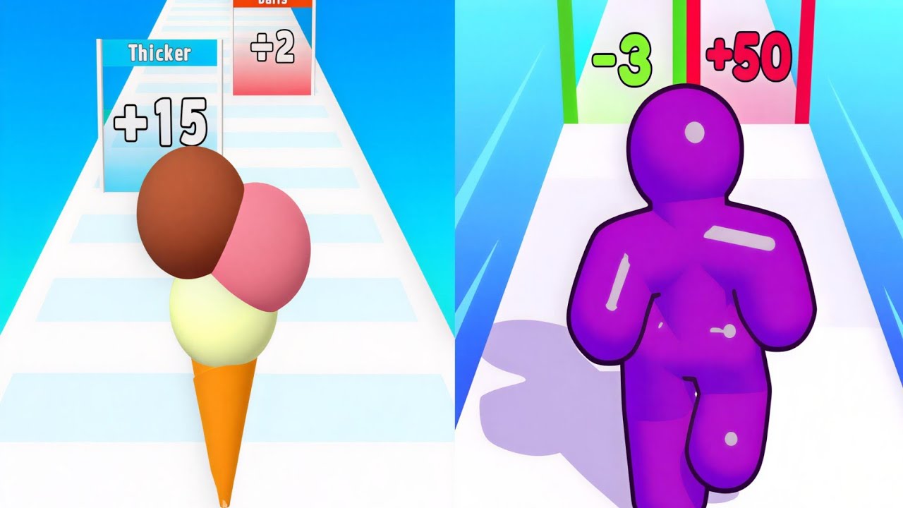 Ice Cream Rush VS Tall Man Run All Levels SpeedRun Gameplay