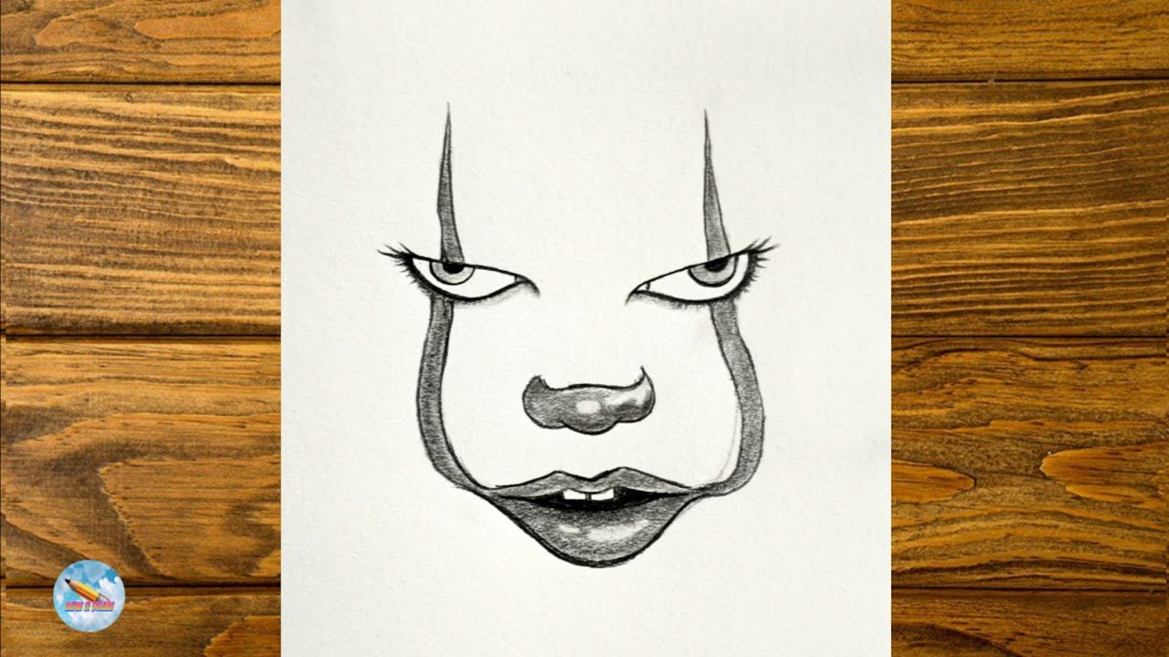 how to draw halloween stuff | How to Draw Pennywise Face Easy Step by Step | Tutorial sketch 