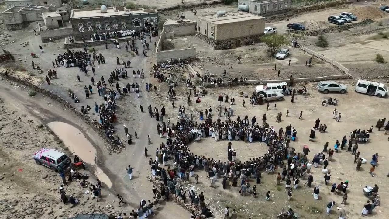 استقبال الضيف - العرس الجماعي العاشر - قرية خبج - 40 عريس وعروس - تصوير جوي 3 الطائرة