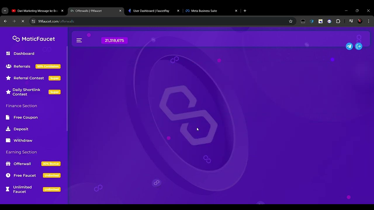 TUTORIAL GET TRX, MATIC, SHIBA AN OTHER  UNLIMITED DARI 99FAUCET