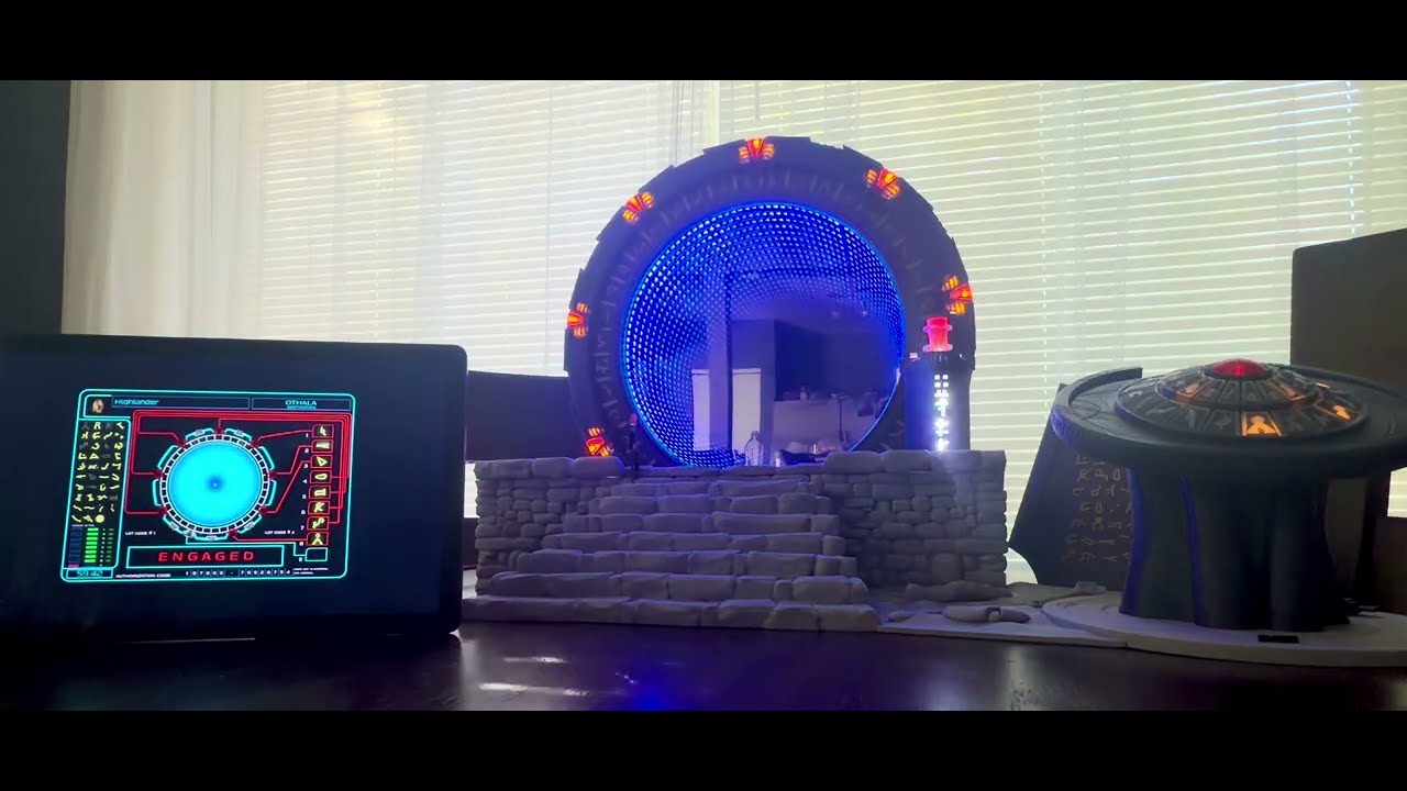 Stargate dialing to another galaxy &mdash; the extra ZPM lights up.