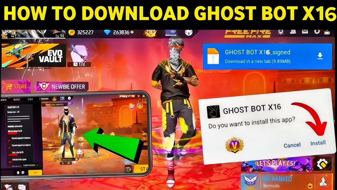 FREE FIRE GHOST BOT V16 + X16 NO PASSWORD 🔥 2025 | FULL TEST & DOWNLOAD (YK FAMILY)