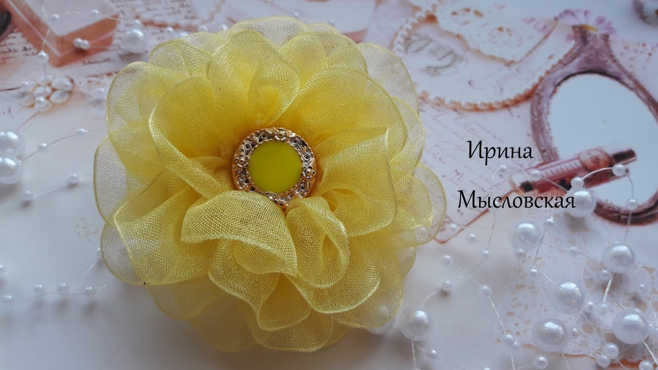 Пышный бантик из органзы своими руками канзаши мк/ Lush organza bow DIY/ Exuberante arco de organza