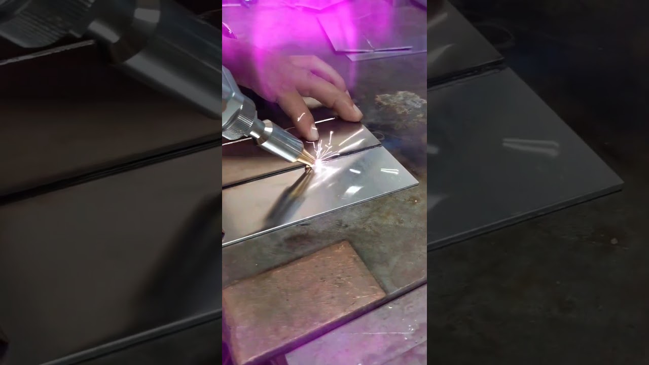 #pulse laser mode of handheld #laser welding machine , welding aluminum plate without #welding wire