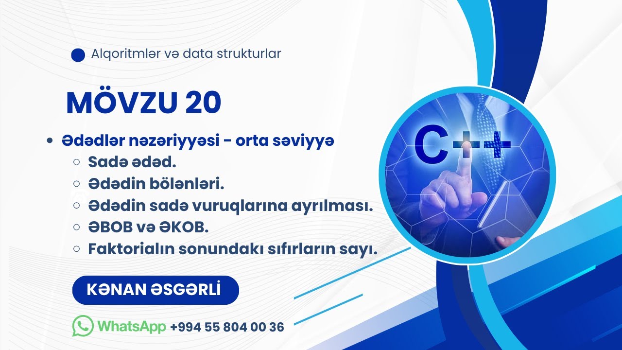 MÖVZU-20 (Sadə ədəd | Ədədin bölənləri | Sadə vuruqlar | ƏBOB & ƏKOB | Faktorial)