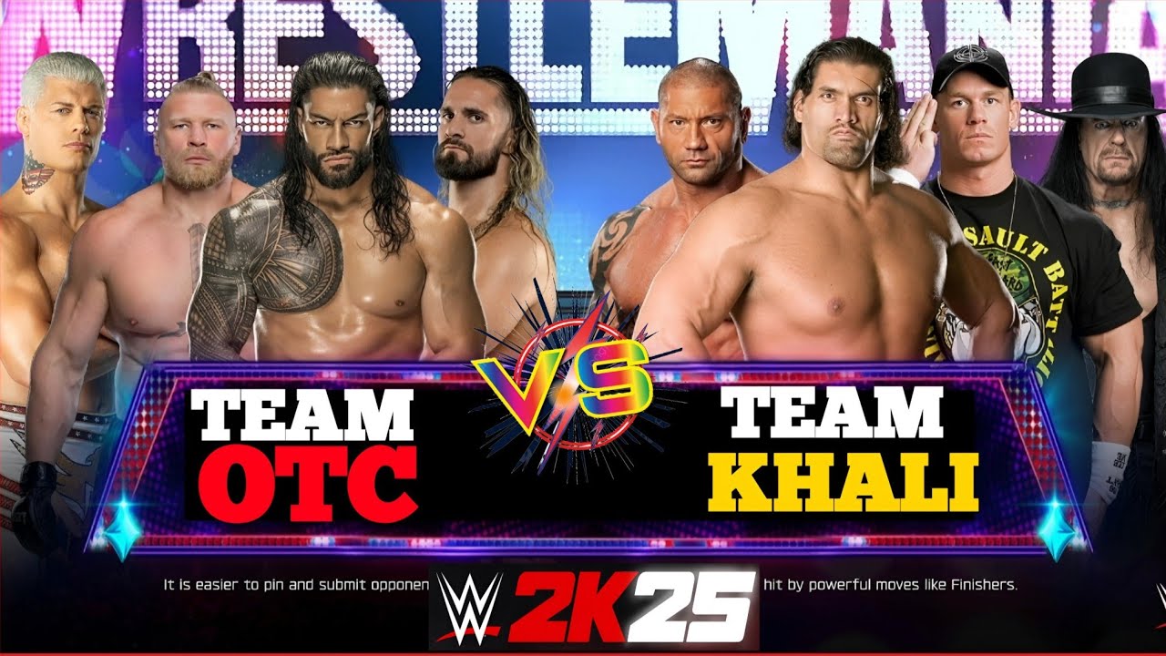 WWE 2K25-TEAM OTC ROMAN REIGNS VS THE GREAT KHALI TAG TEAM MATCH...