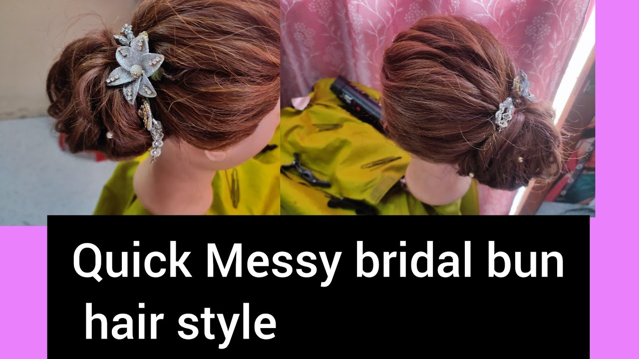 messy bridal bun hair style
