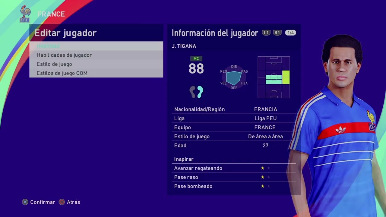 Amadou Jean Tigana - PES Clasico (Face, Body& Stats)