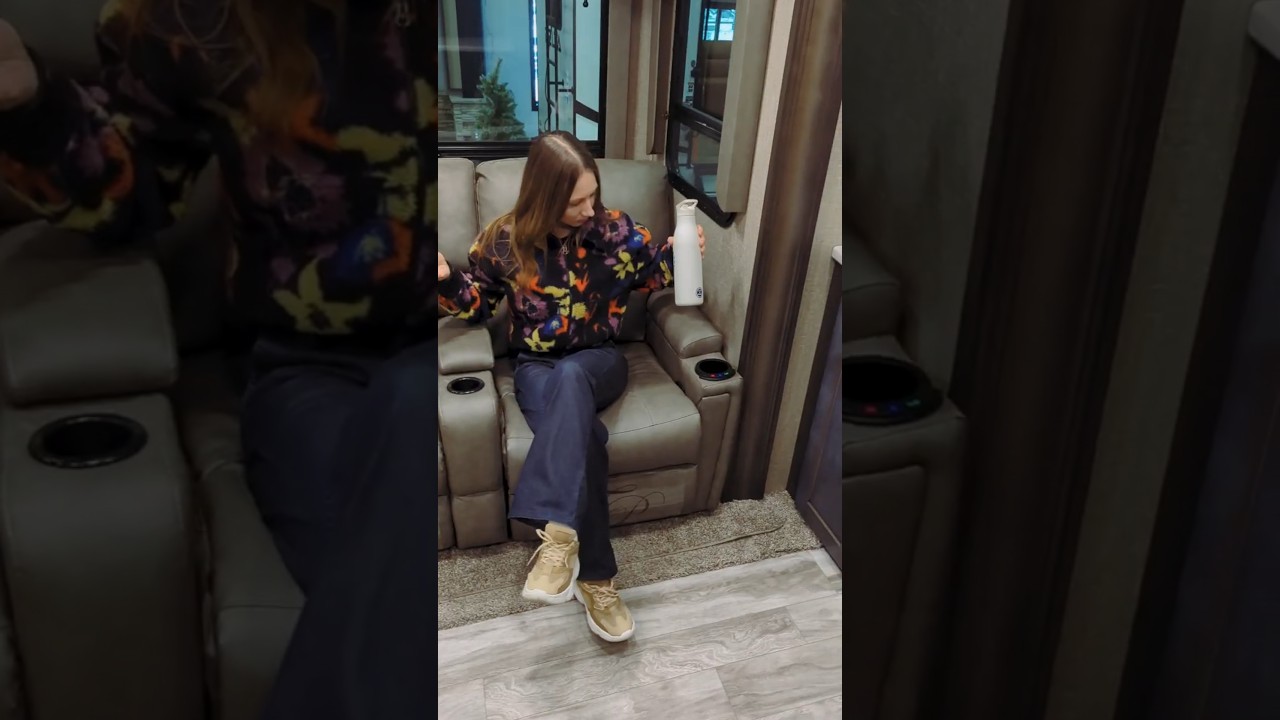 Luxury #camper with LOVE seat and fireplace inside #rv #shorts