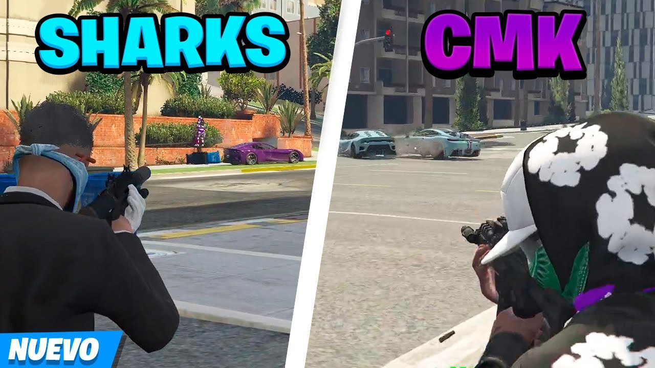 TIROTEO SHARKS vs CMK y LSPD con ARMAS LARGAS | DOVUX LIFE