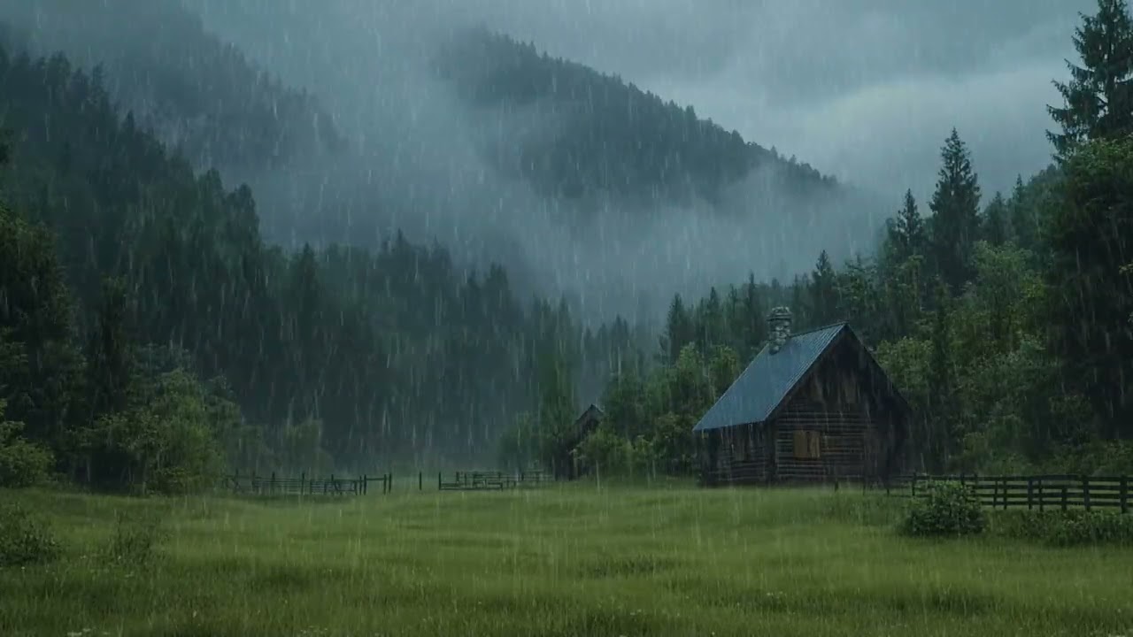 Safe Inside While Rain Falls Outside | Forest Cabin Night Sounds