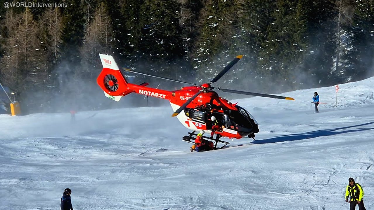 [2x EMS HELICOPTER] Responding to a Serious Ski Accident in Nassfeld Ski Resort