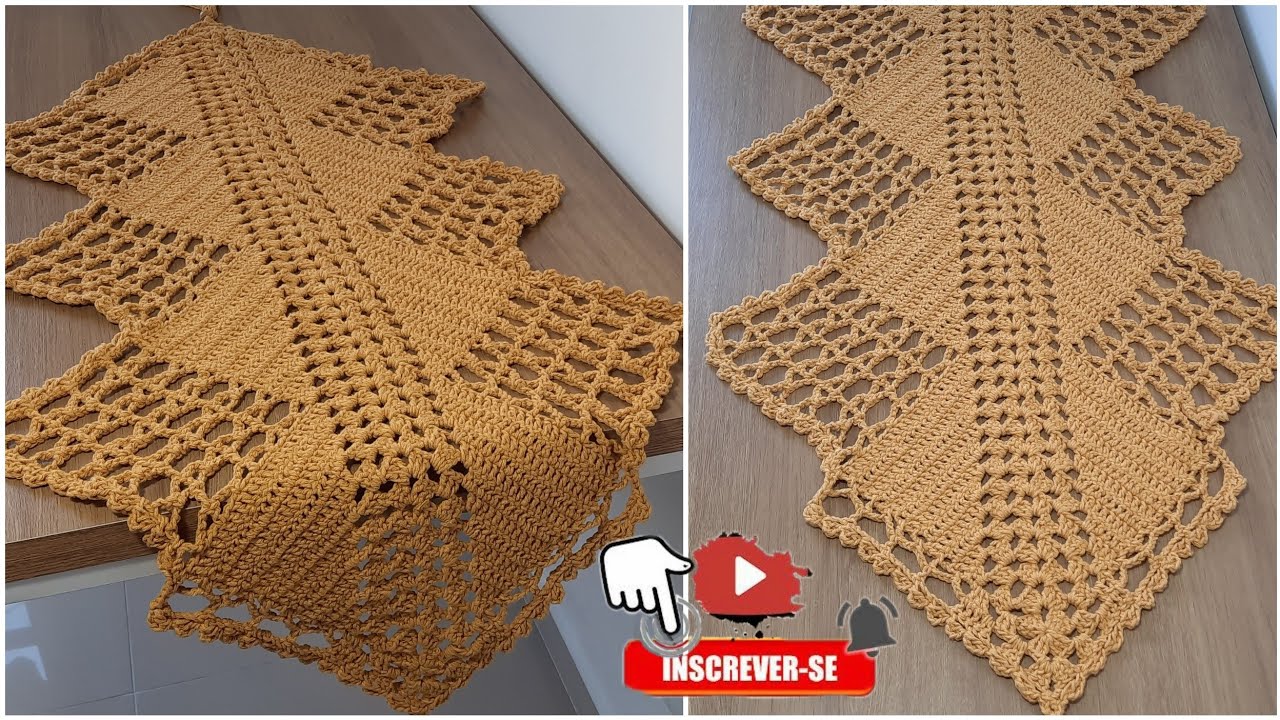 TRILHO DE MESA FÁCIL NO PONTO LACÊ EM CROCHÊ PASSO A PASSO