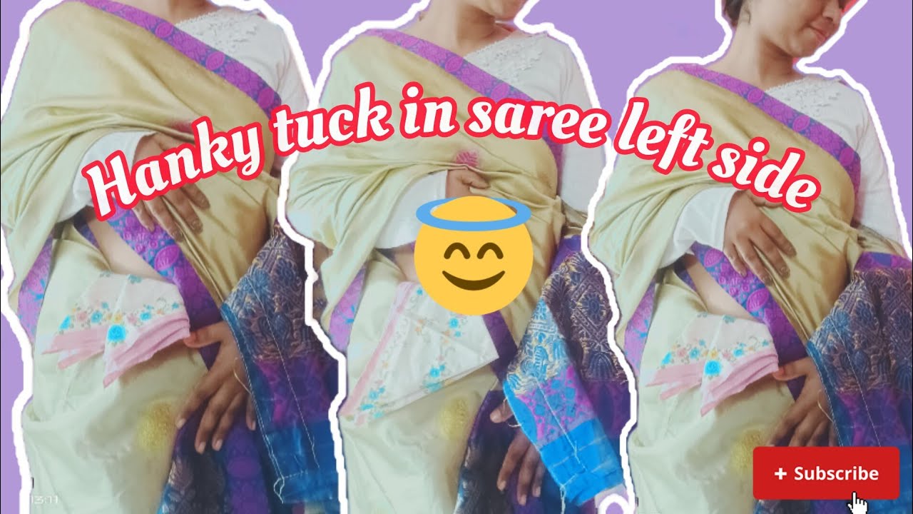Hanky Tuck in Saree left side | Different styles hanky tuck in low waist saree  | hanky tuck