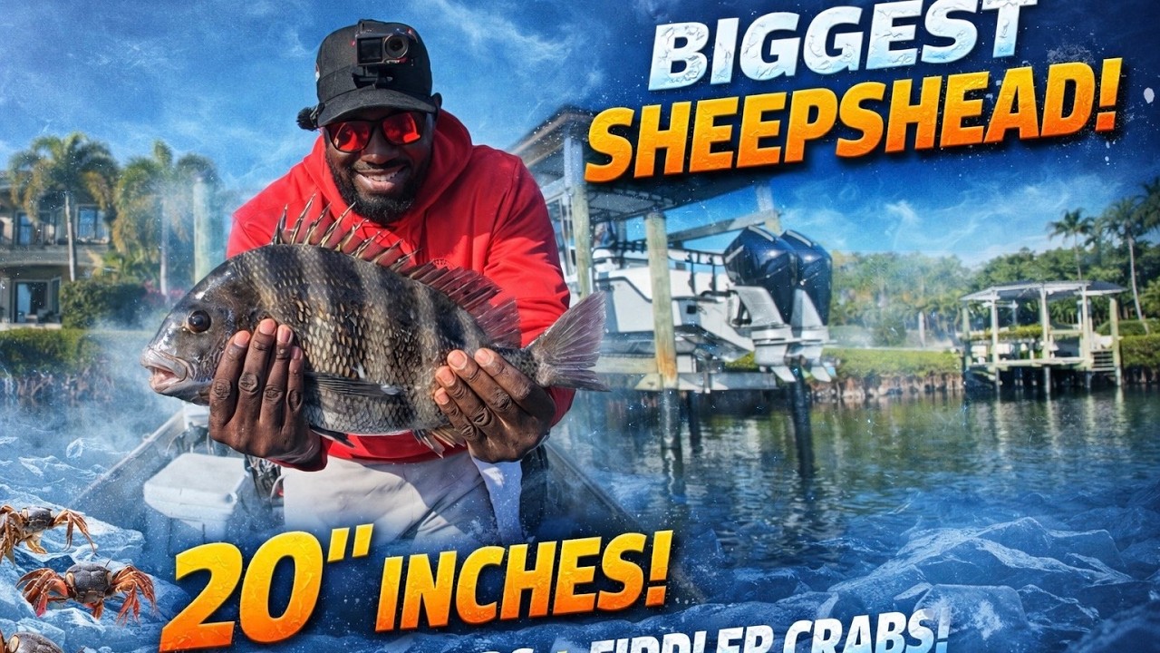 My NEW PB Sheepshead! (20 Inches) - Freezing Cold Fishing
