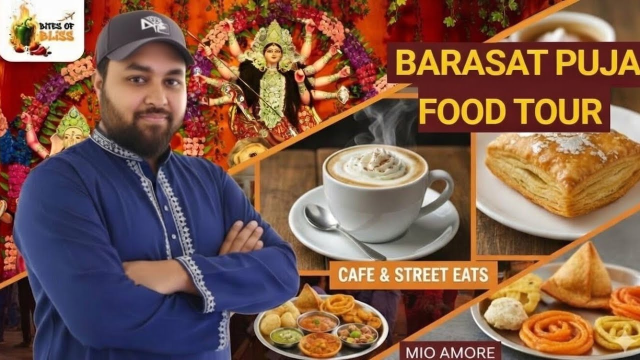 Durga Puja Pandal Hopping ☕ Irish Coffee & Mio Amore Kaju Pastry Vibes | Barasat Puja Special 2025