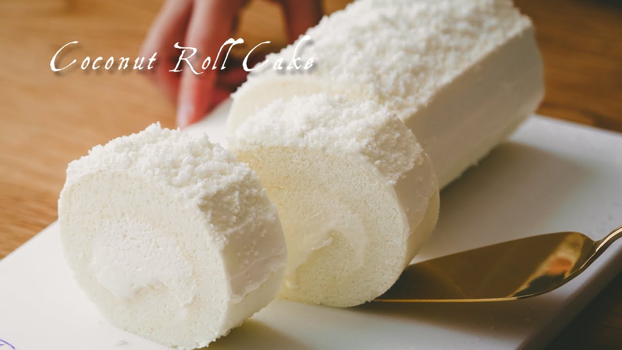 Fluffy Coconut Roll Cake ☁️ | A Pure White Summer Dream Recipe!