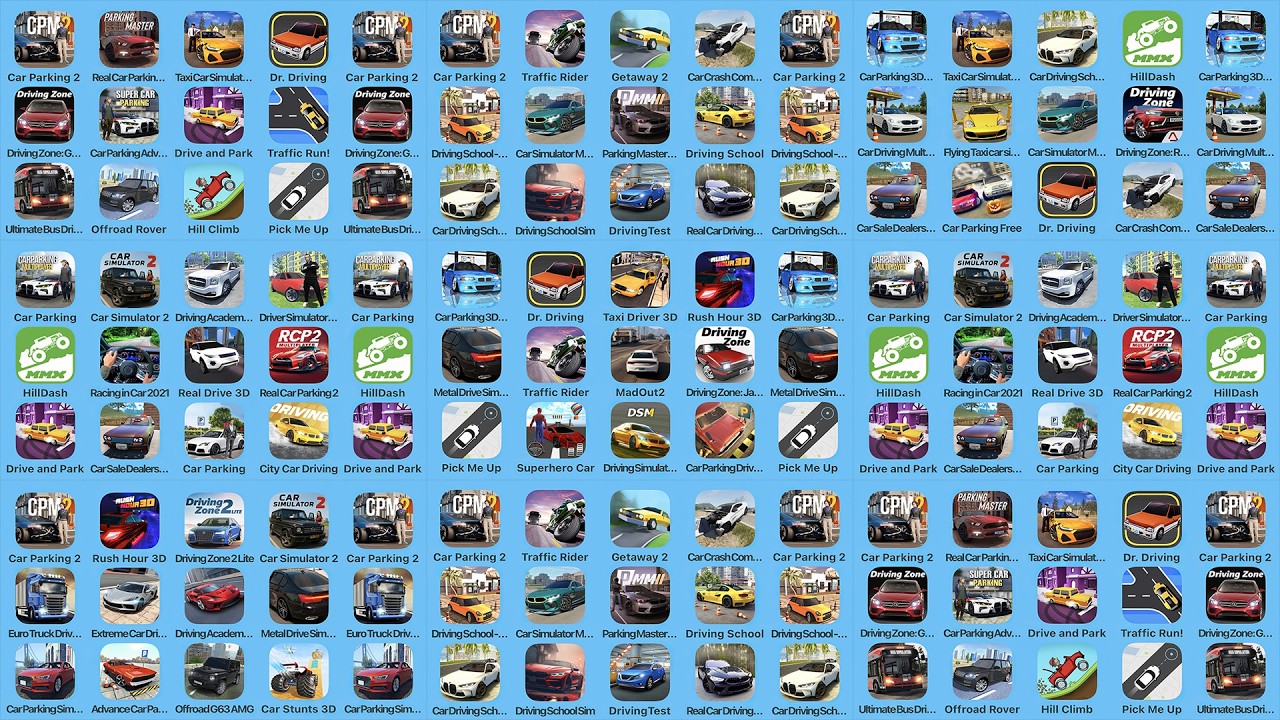 Car Parking 2, Rush Hour 3D, Car Parking 3D, Dr Driving, Car Parking Multiplayer, Traffic Rider