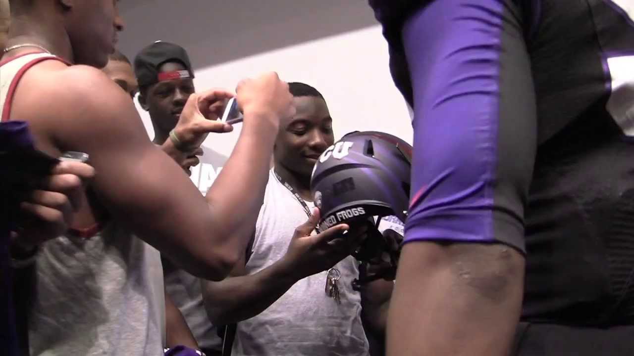 TCU football players react to new 2013 uniform