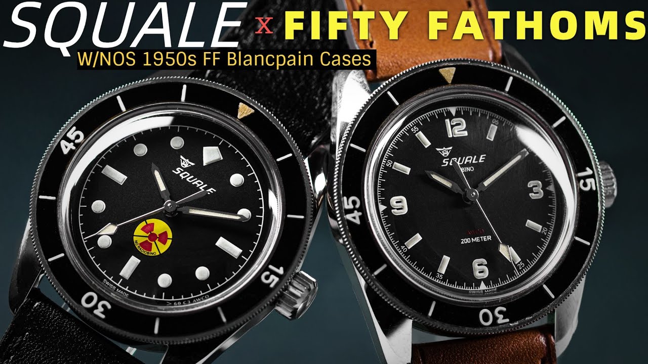 Squale Blancpain Fifty Fathoms New Old Stock 1950s Cases Limited Editions with No Radiation Dials!!!