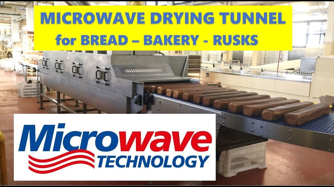 Microwave DRYING TUNNEL oven for loaves of bread, bakery and rusks