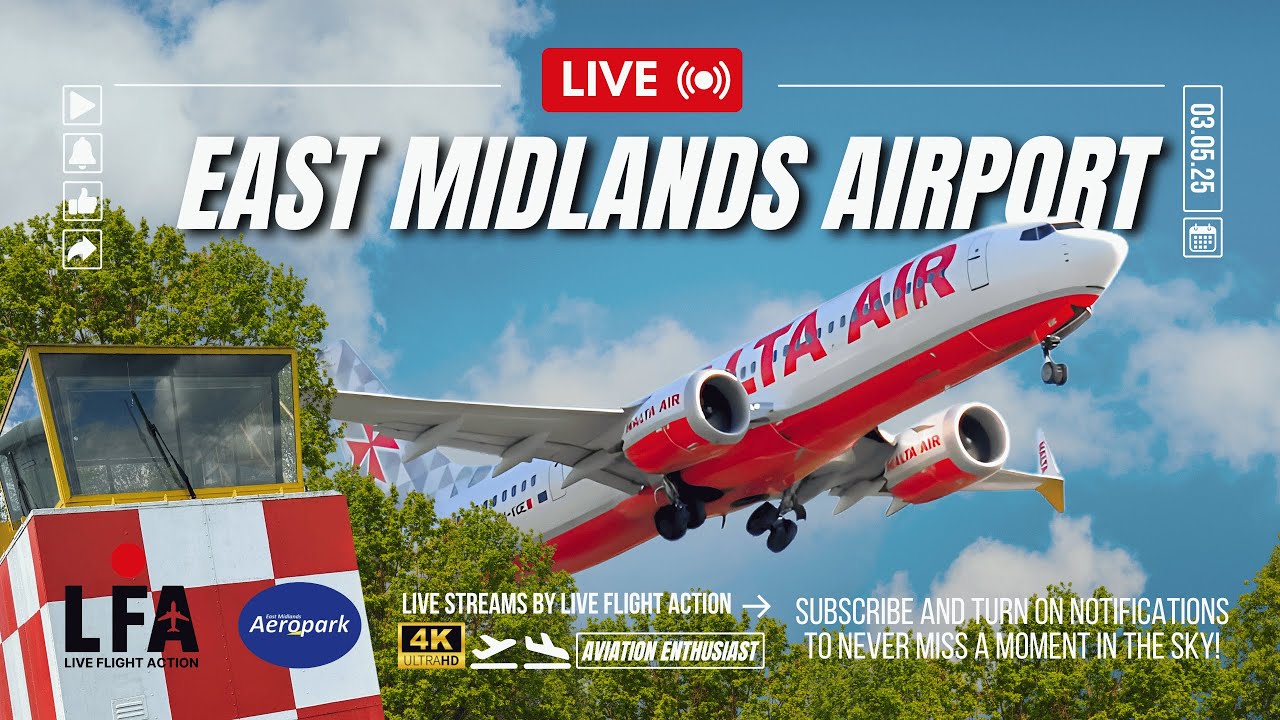 🔴 LIVE 4K Plane Spotting East Midlands | Takeoffs & Landings Up-Close!