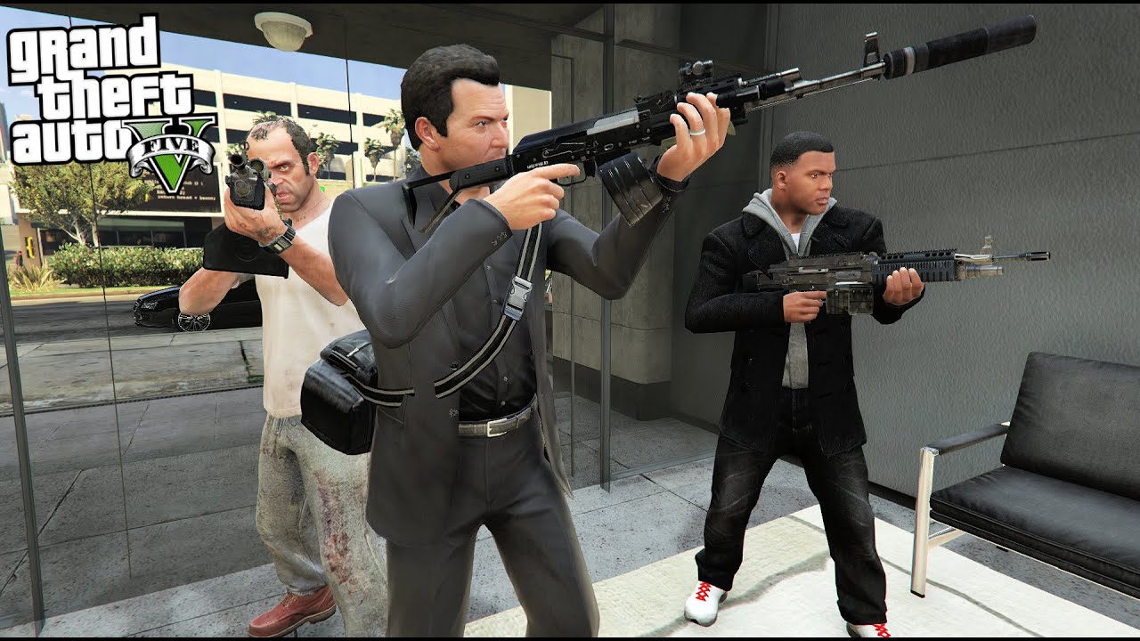 MICHAEL, FRANKLIN and TREVOR ROBS A NEW BANK! (GTA 5 Mods)
