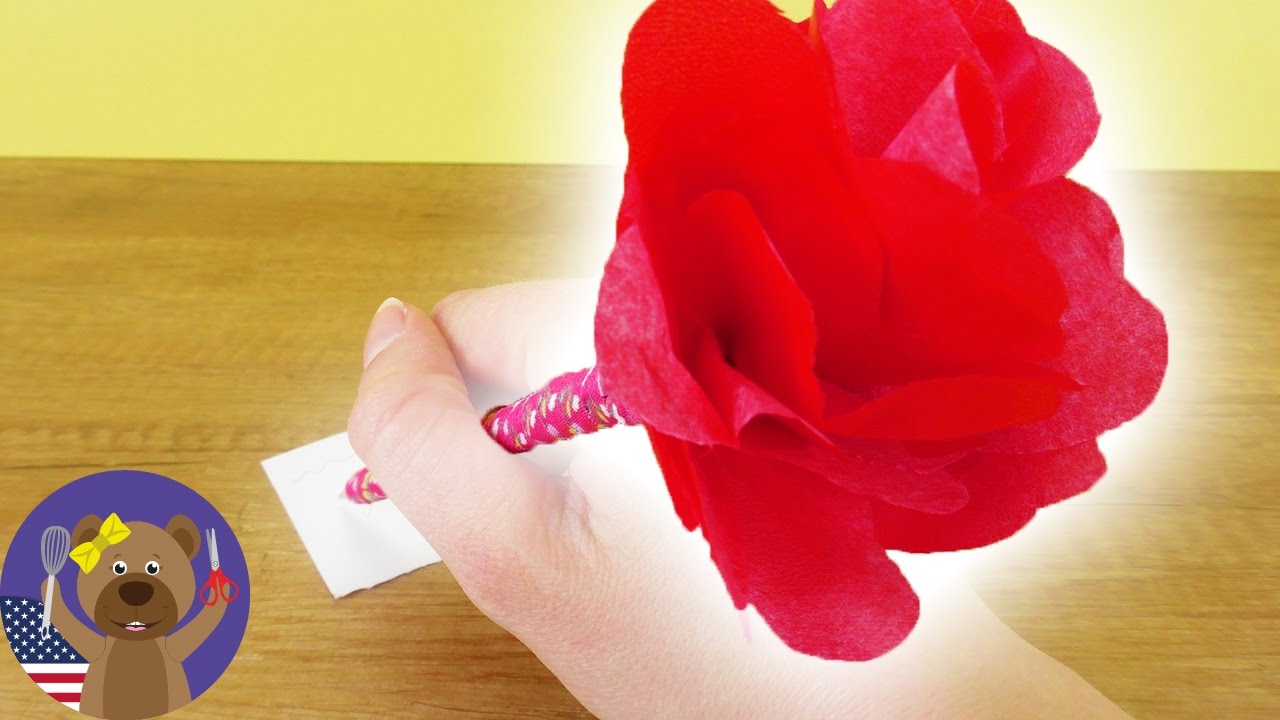 DIY ROSE PEN - Cool Pencil with Paper Flower - Easy Springtime DIY