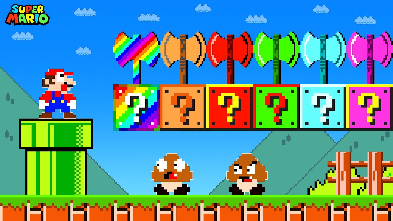Super Mario Bros. But Mario Owns More Custom Power Axes!