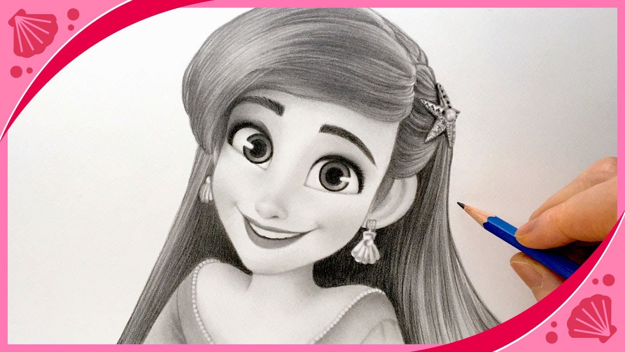 Drawing Ariel🧜&zwj;♀️Disney princess, The little mermaid from sugar rush online. pencil sketch