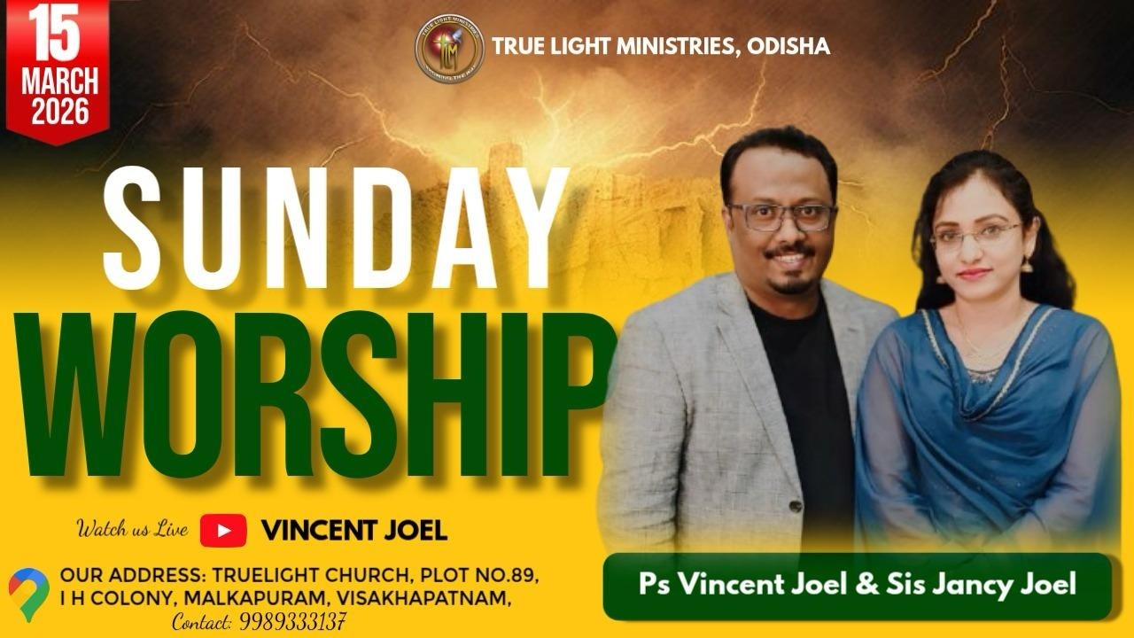 Lighthouse Church Vizag ll SUNDAY SERVICE || Hindi Worship ll 15 MAR 2026 ll Vincent Joel ll