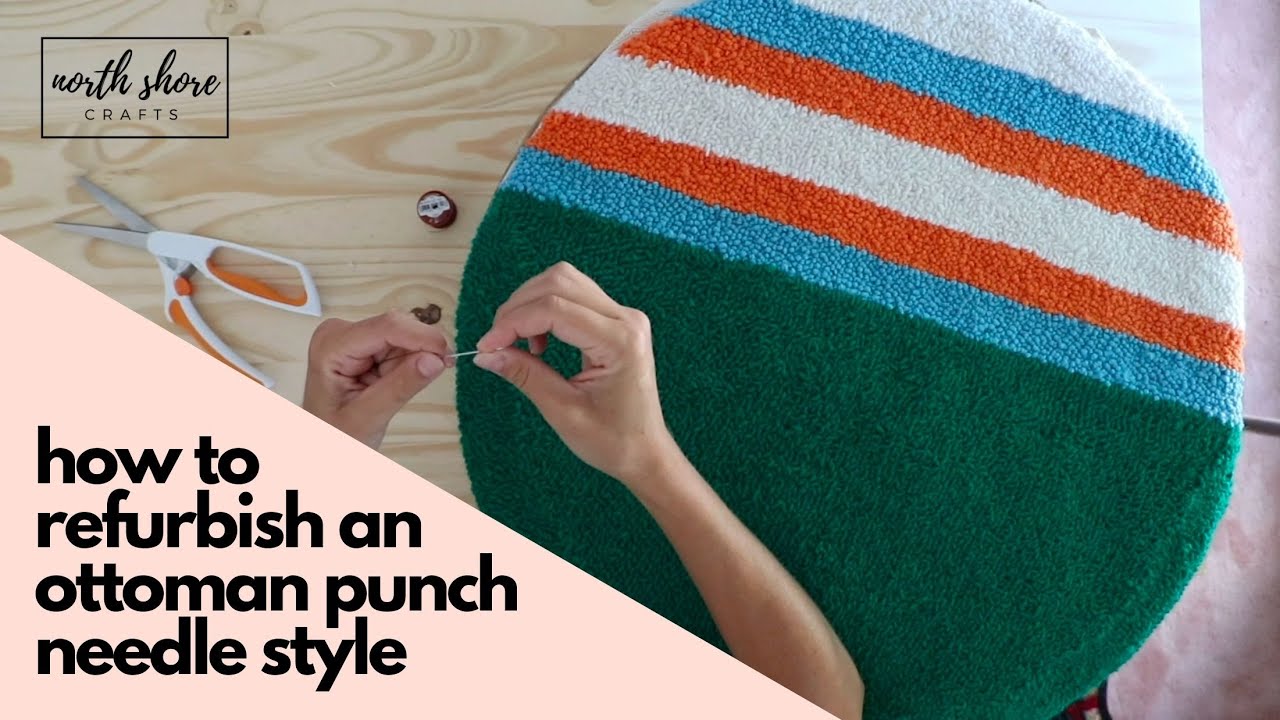 Ottoman Punch Needle Project + How to Use Scrap Wood to Make a Large Punch Needle Frame