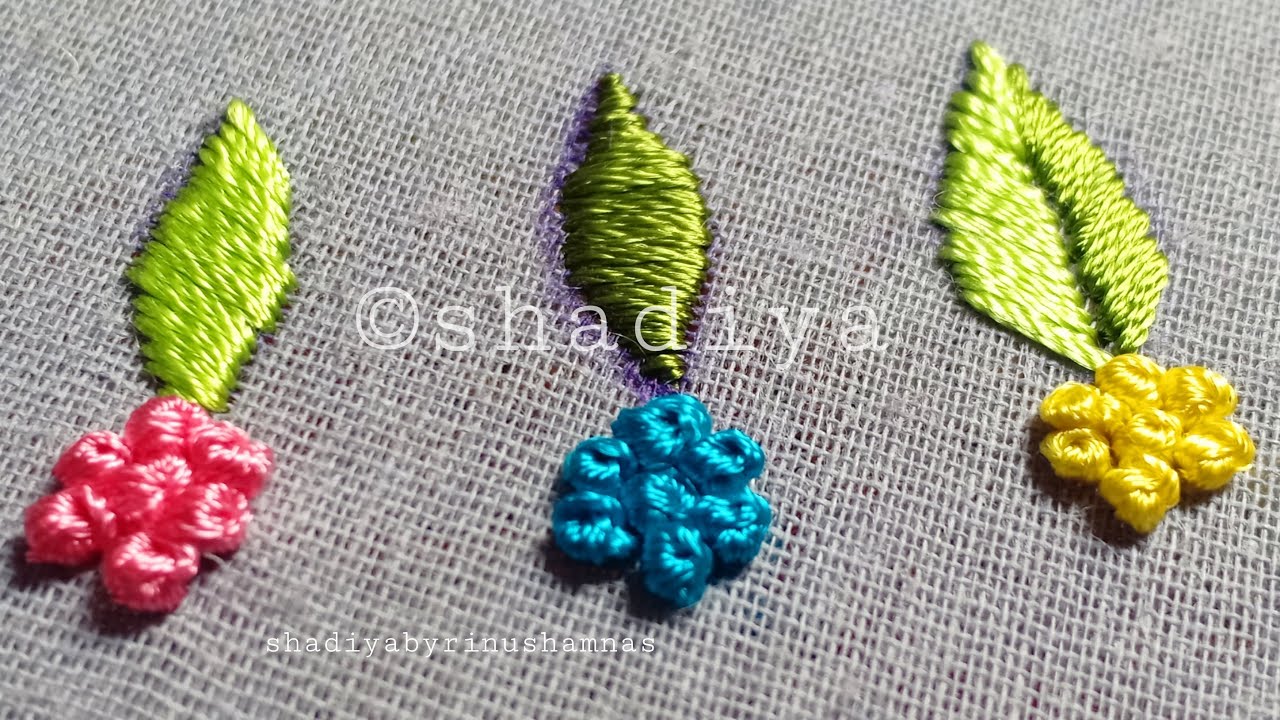 hand embroidery leaf stitch |3 easy satin stitch leaf with silk thread