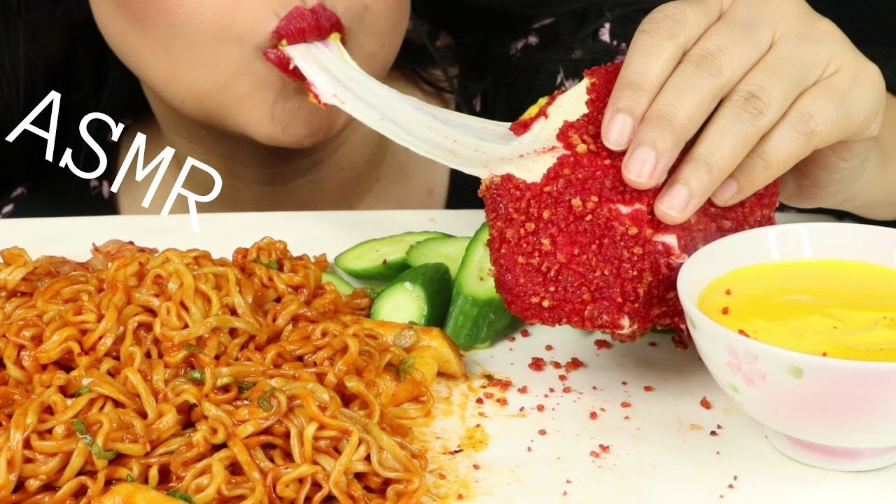 FRIED HOT CHEETOS MOZZARELLA CHEESE WITH FIRE NOODLES ~ ASMR (No Talking)