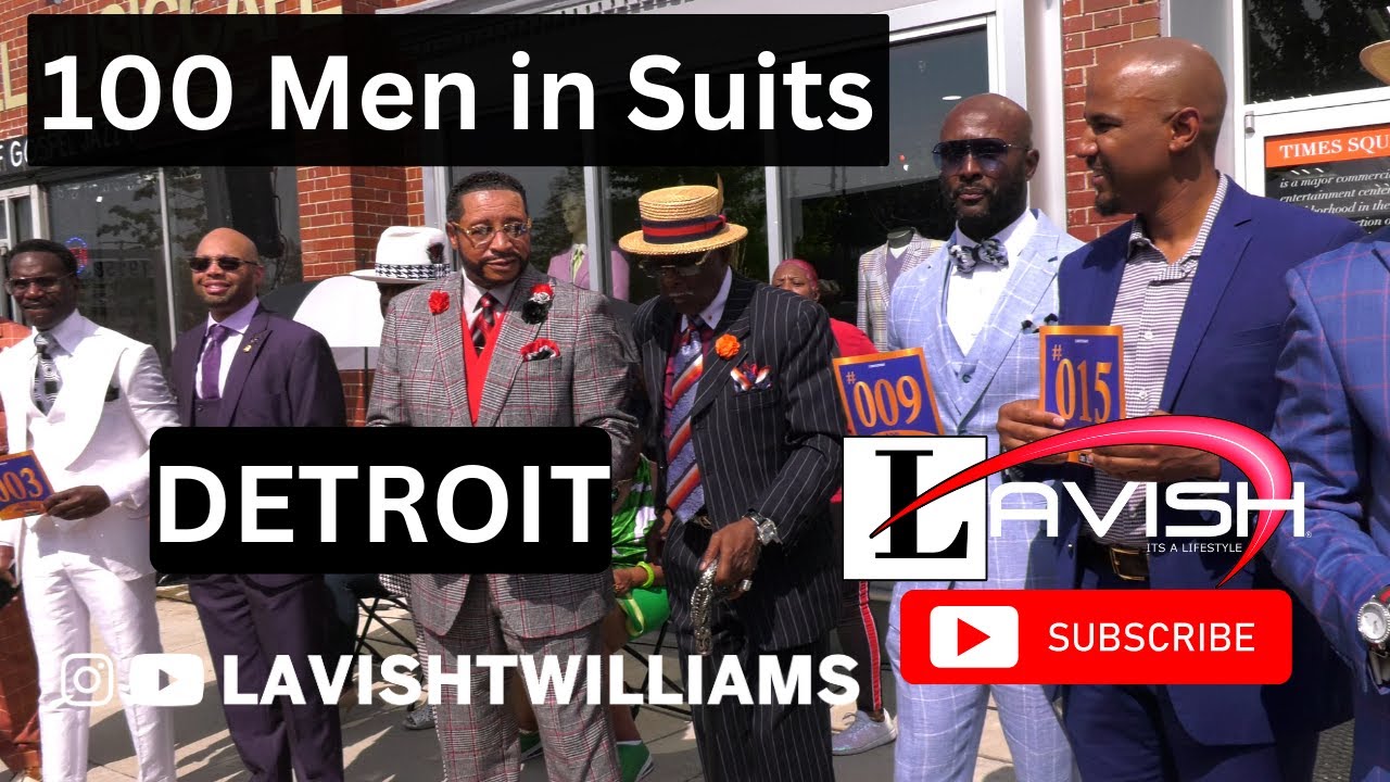 Times Square 100 men in suits 2023 on the Avenue of fashion Detroit #lavishtwilliams