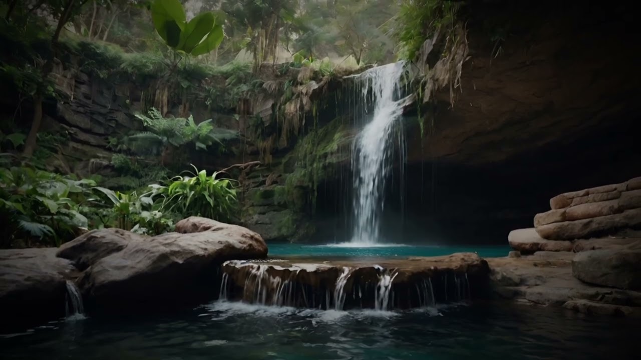 Time for a Sleep (Waterfall Sound) Waterfall with a plunge pool