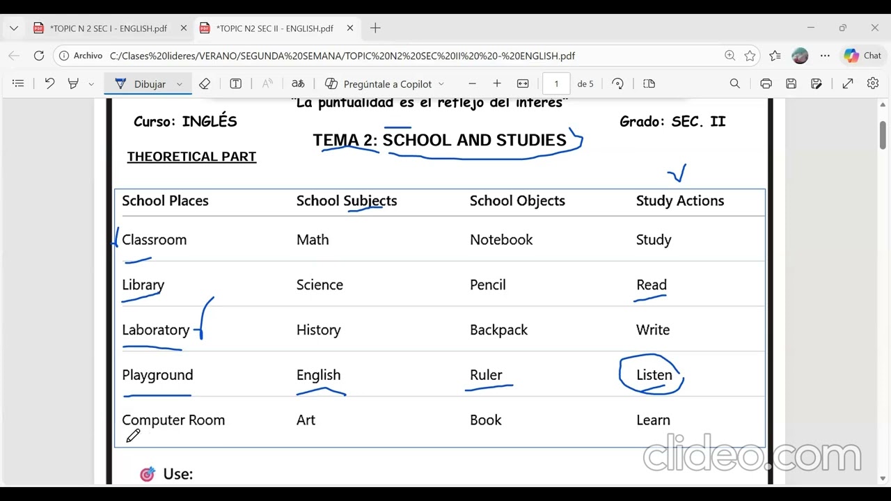 SEC II - ENGLISH CLASS