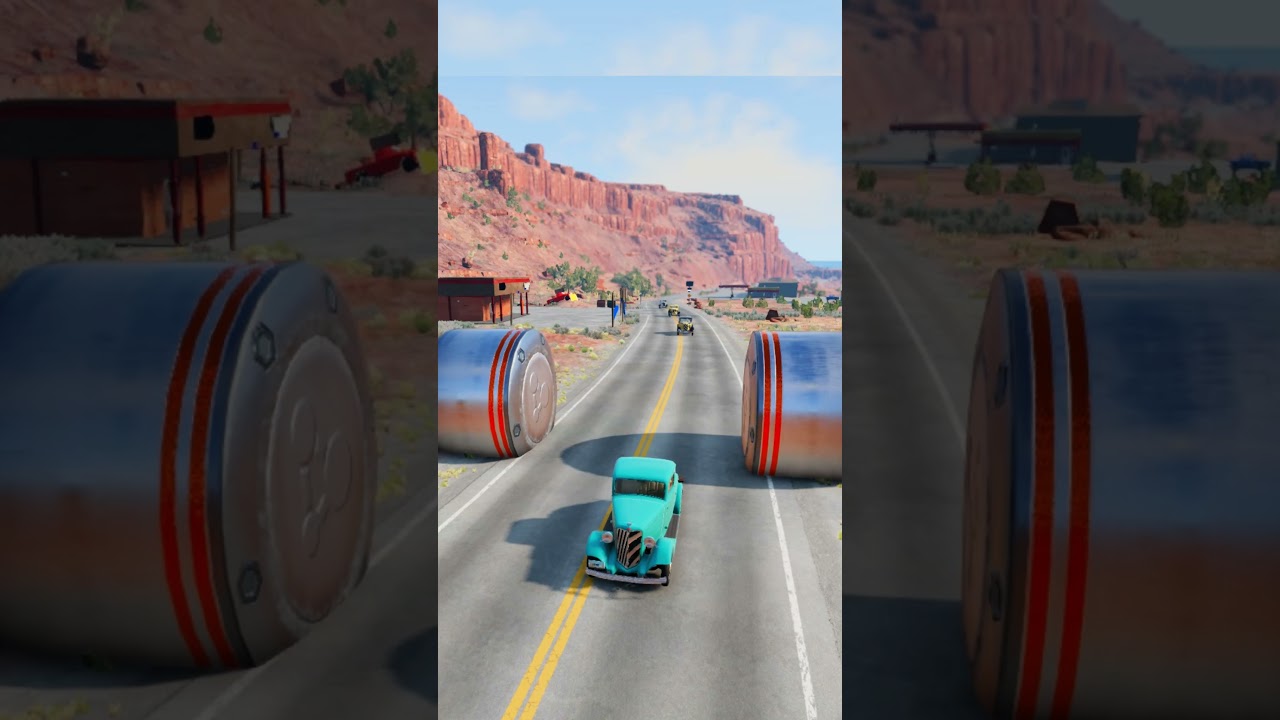 Simple Old Vintage Cars Vs Bollards Beam.ngDrive