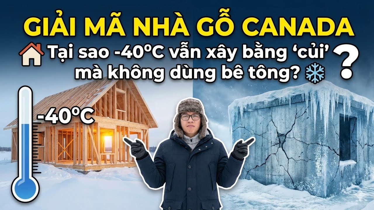 GIẢI MÃ NHÀ GỖ CANADA: Tại sao -40°C vẫn xây bằng "củi" mà không dùng bê tông? 🏠❄️