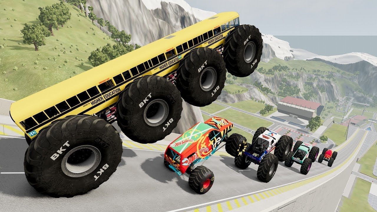 BMNG Drive - Epic High Speed Monster Truck Jumps Crashes #1 - BeamNG Drive