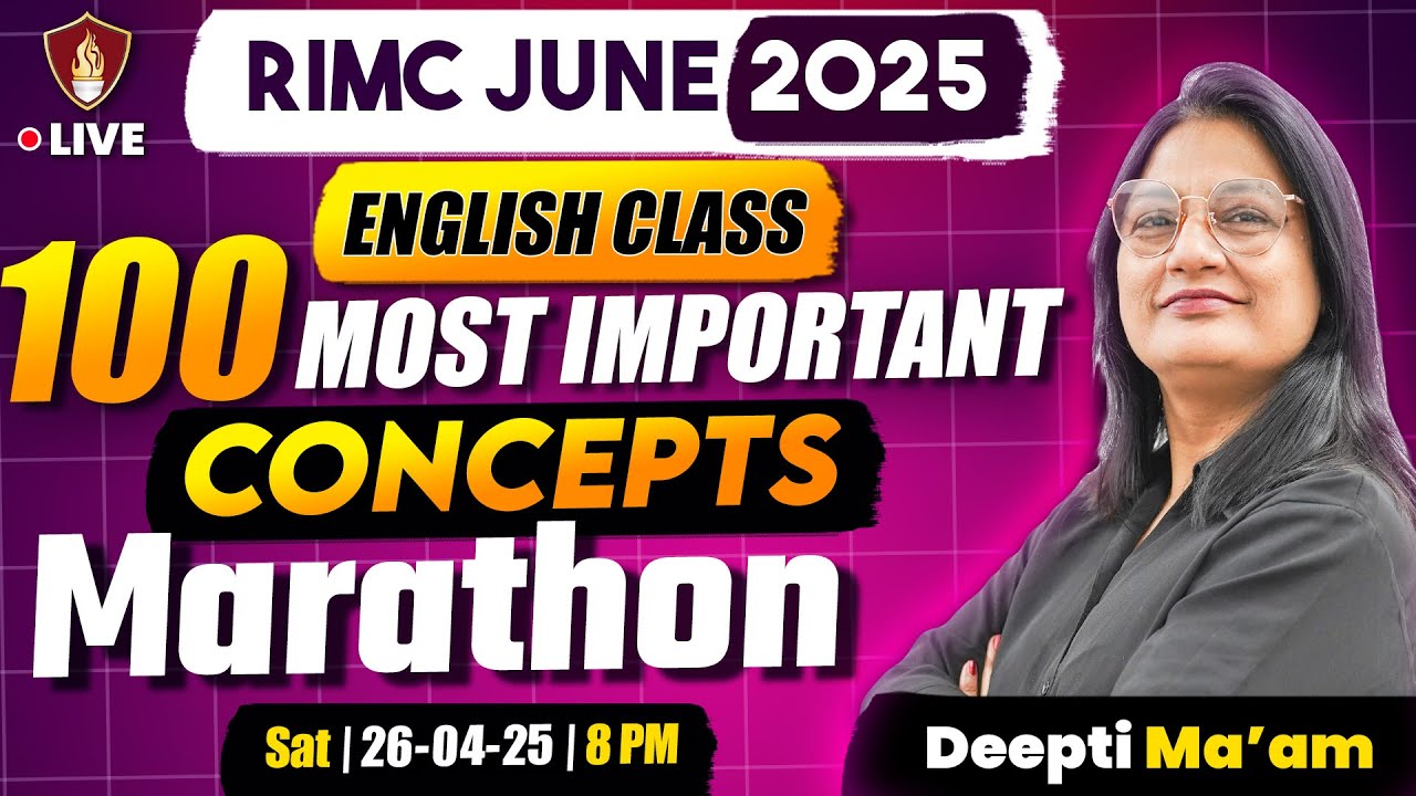 RIMC Marathon Class | English 100 Most Important Concepts | RIMC 2025 June
