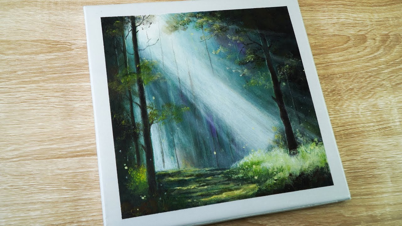 How To Paint Dawn Dark Forest Landscape | Easy Acrylic Painting For Beginners