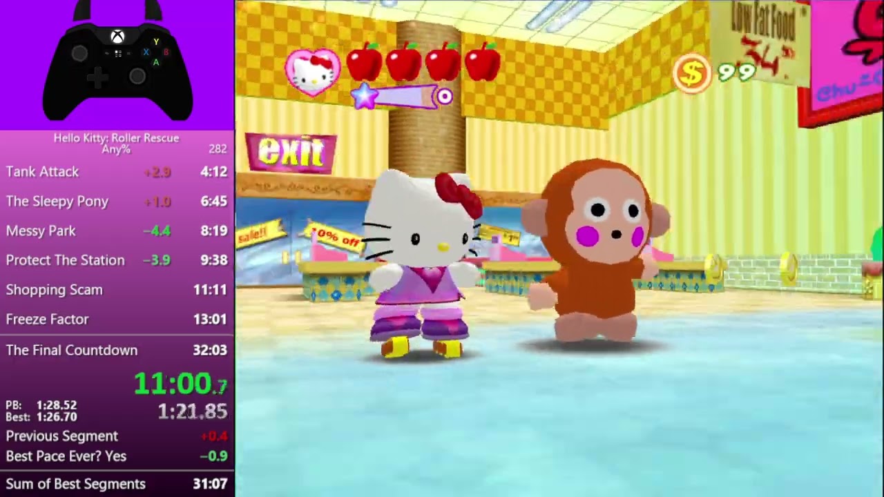 Hello Kitty: Roller Rescue Any% Speedrun in 31:58 (Unofficial WR)
