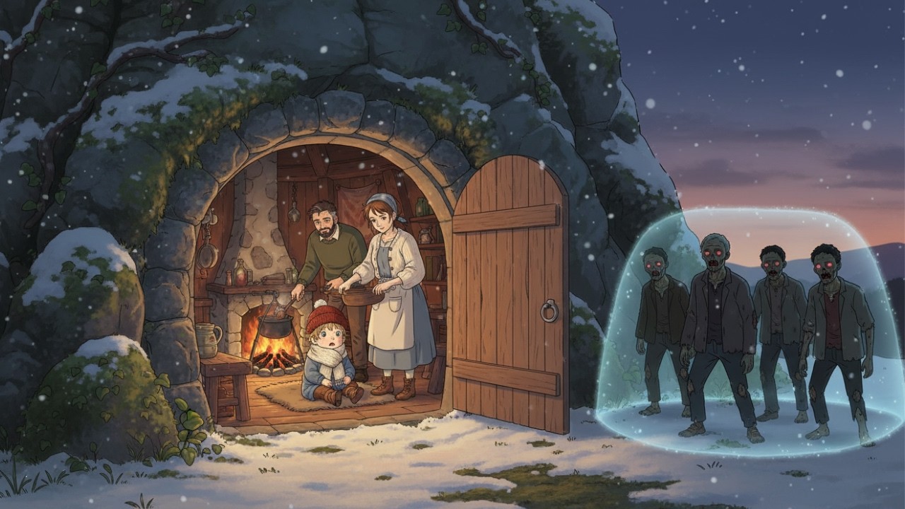 Blizzard Outside, Zombies Everywhere | We Survived in a Secret Cave Home | Ghibli ASMR