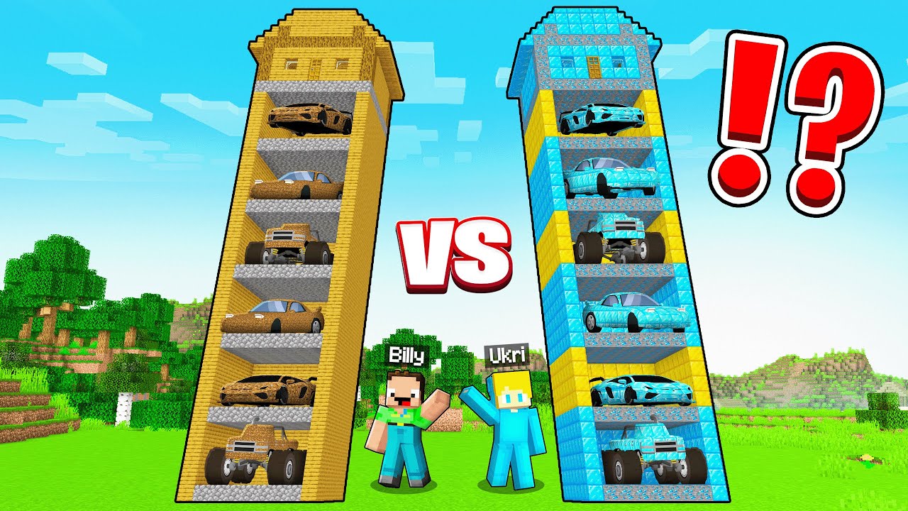 Billys ARMER vs Ukris REICHER WOLKENKRATZER mit Autos in Minecraft!