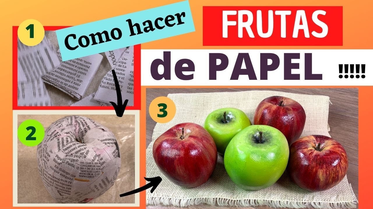 🍏Imitación de Manzanas en Cartapesta. Manzanas realizadas con Papel. Artesanato. Diy 4148188